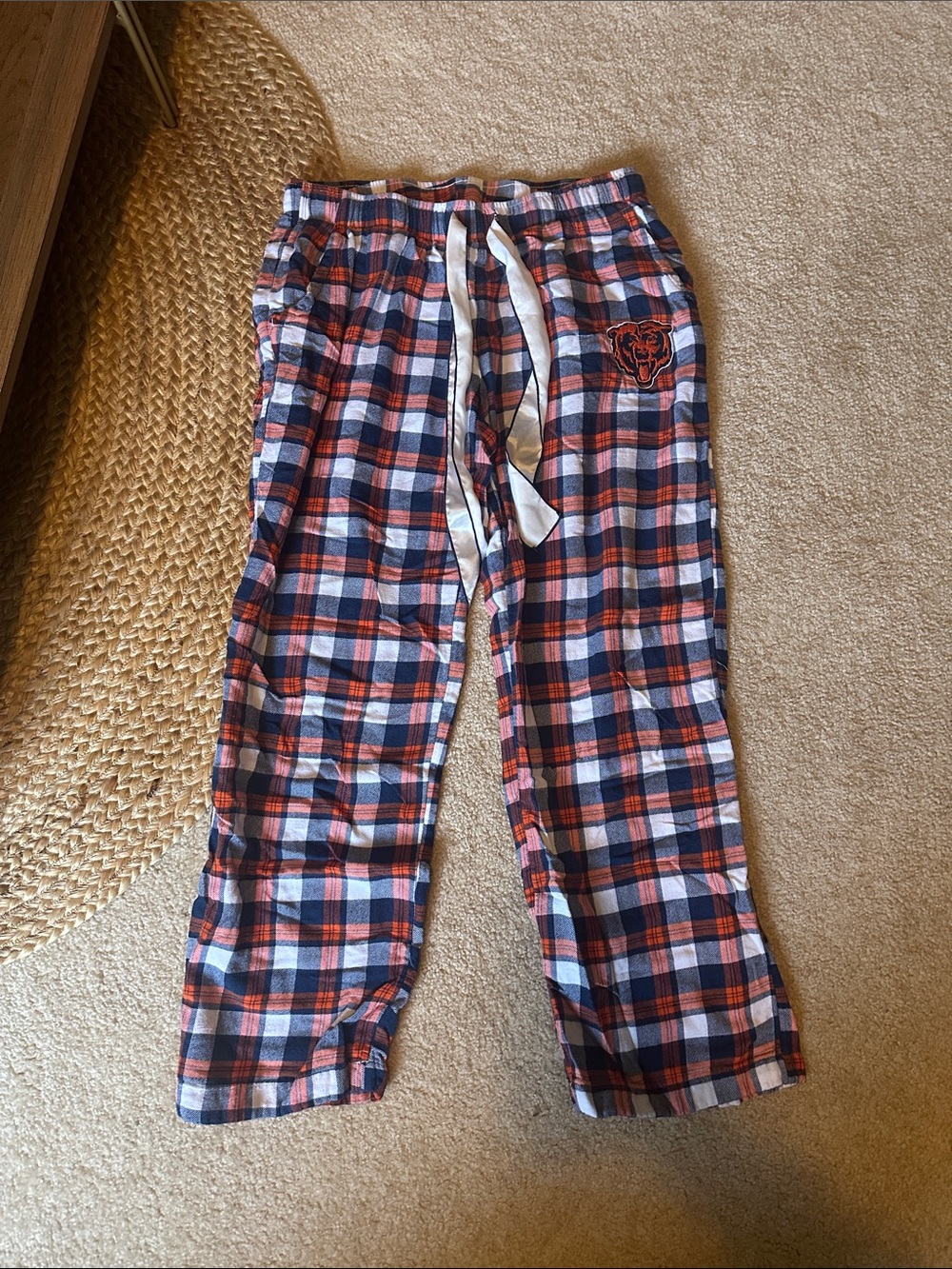 Women’s Plaid Pajama Pants with Drawstring - Blue & Orange Chicago Bears